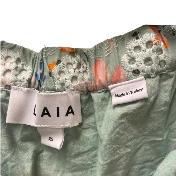 Anthropologie Laia Ashtabula Green Floral Print Cropped Ruffled Sleeve t… - Picture 6 of 9